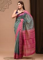 Chanderi Silk Grey Festival Wear Printed Saree